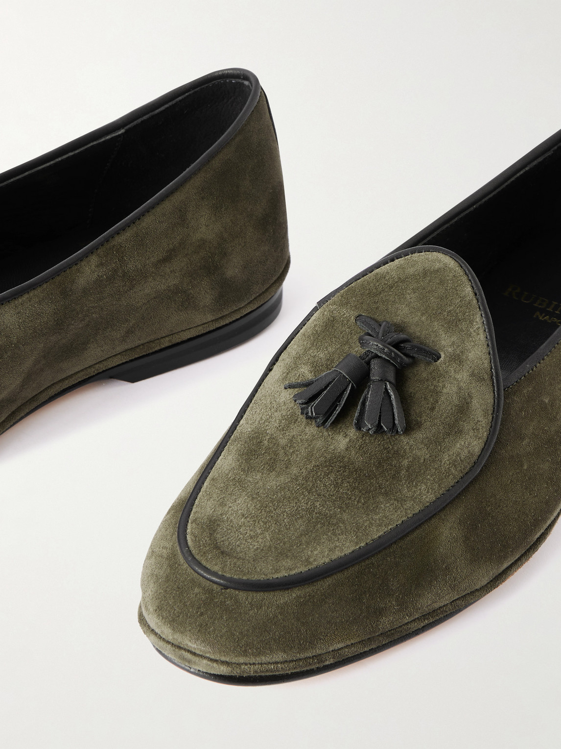 Rubinacci Marphy Tasseled Suede Loafers In Green