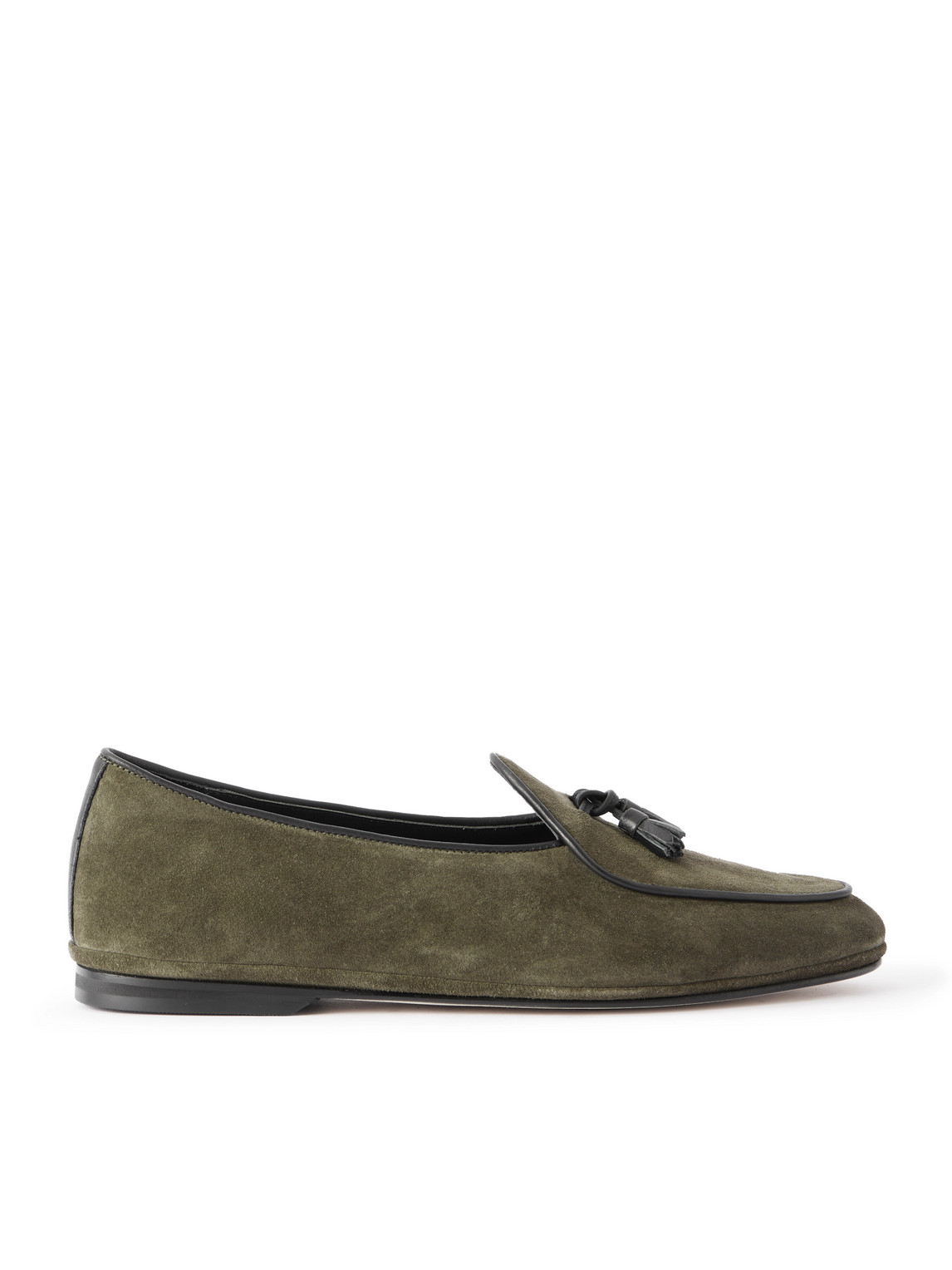 Rubinacci Marphy Tasseled Suede Loafers In Green