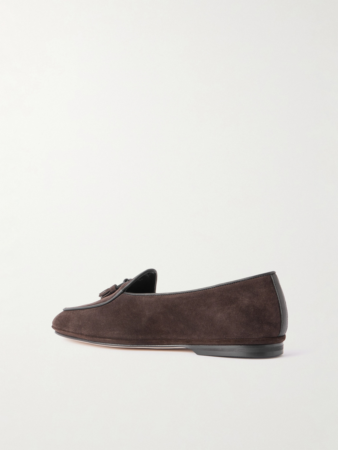 Rubinacci Marphy Tasselled Leather-trimmed Suede Loafers In Brown