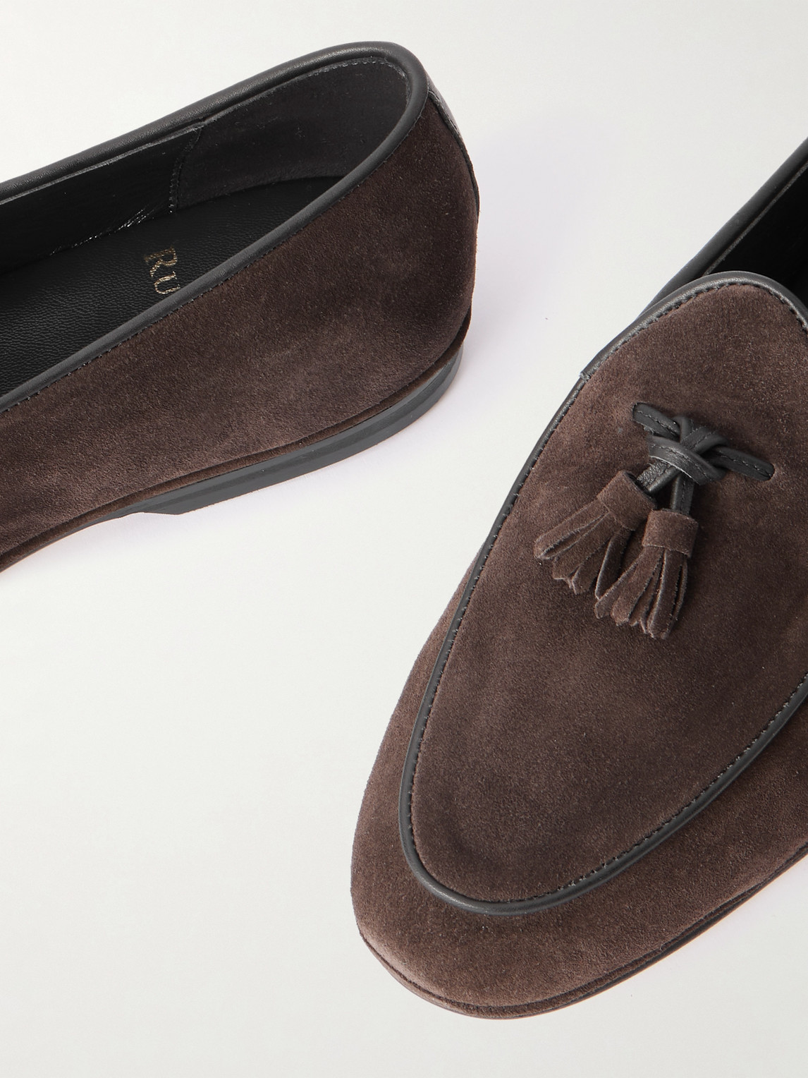 Rubinacci Marphy Tasselled Leather-trimmed Suede Loafers In Brown