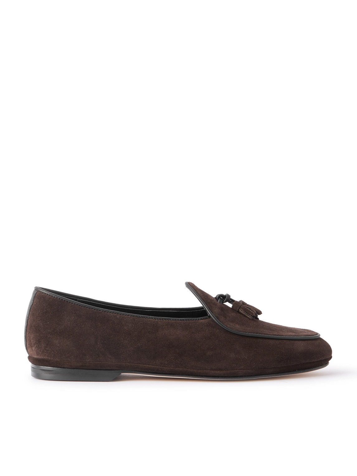 Rubinacci Marphy Tasselled Leather-trimmed Suede Loafers In Brown