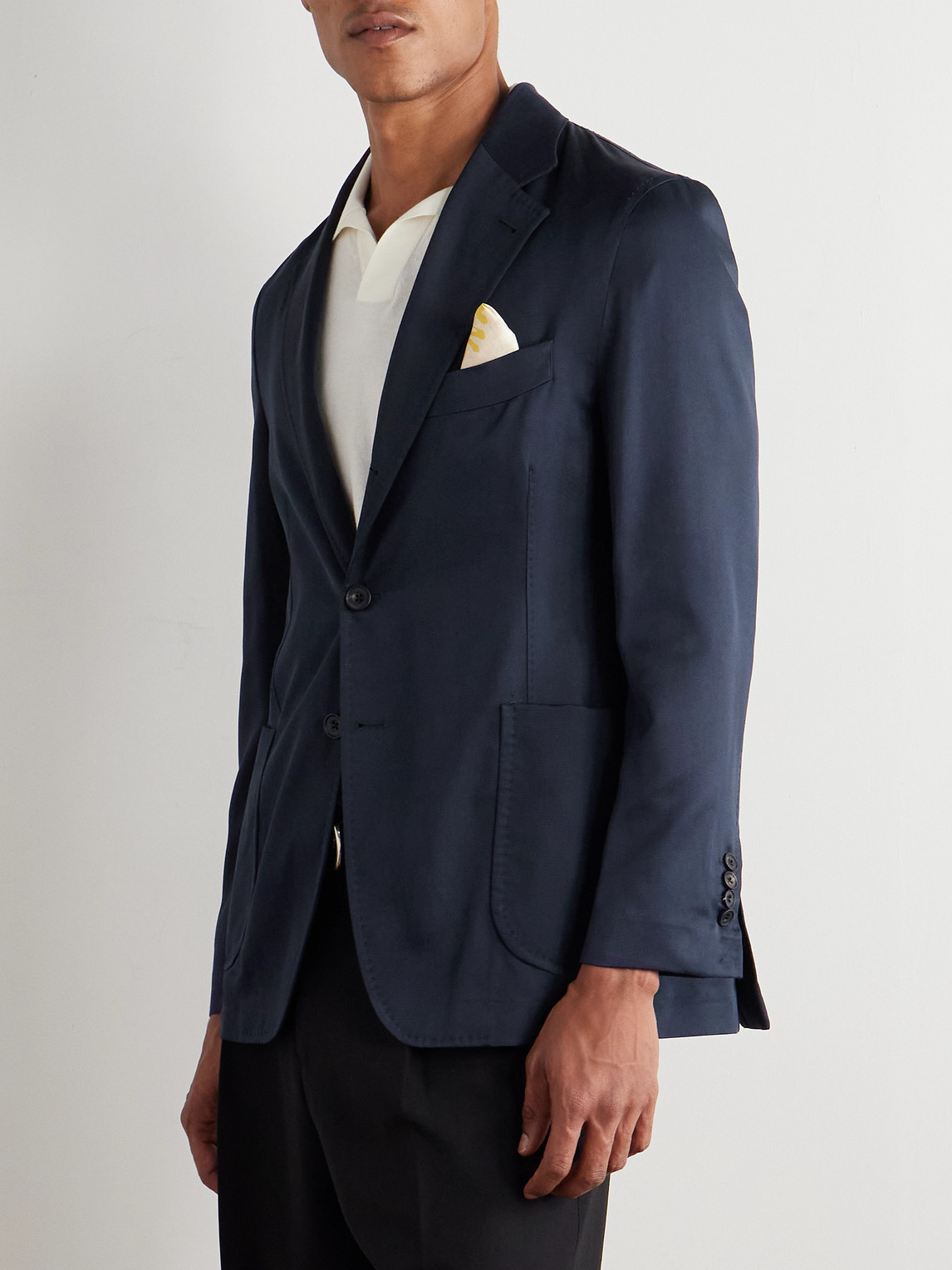 Rubinacci Silk-twill Blazer In Blue
