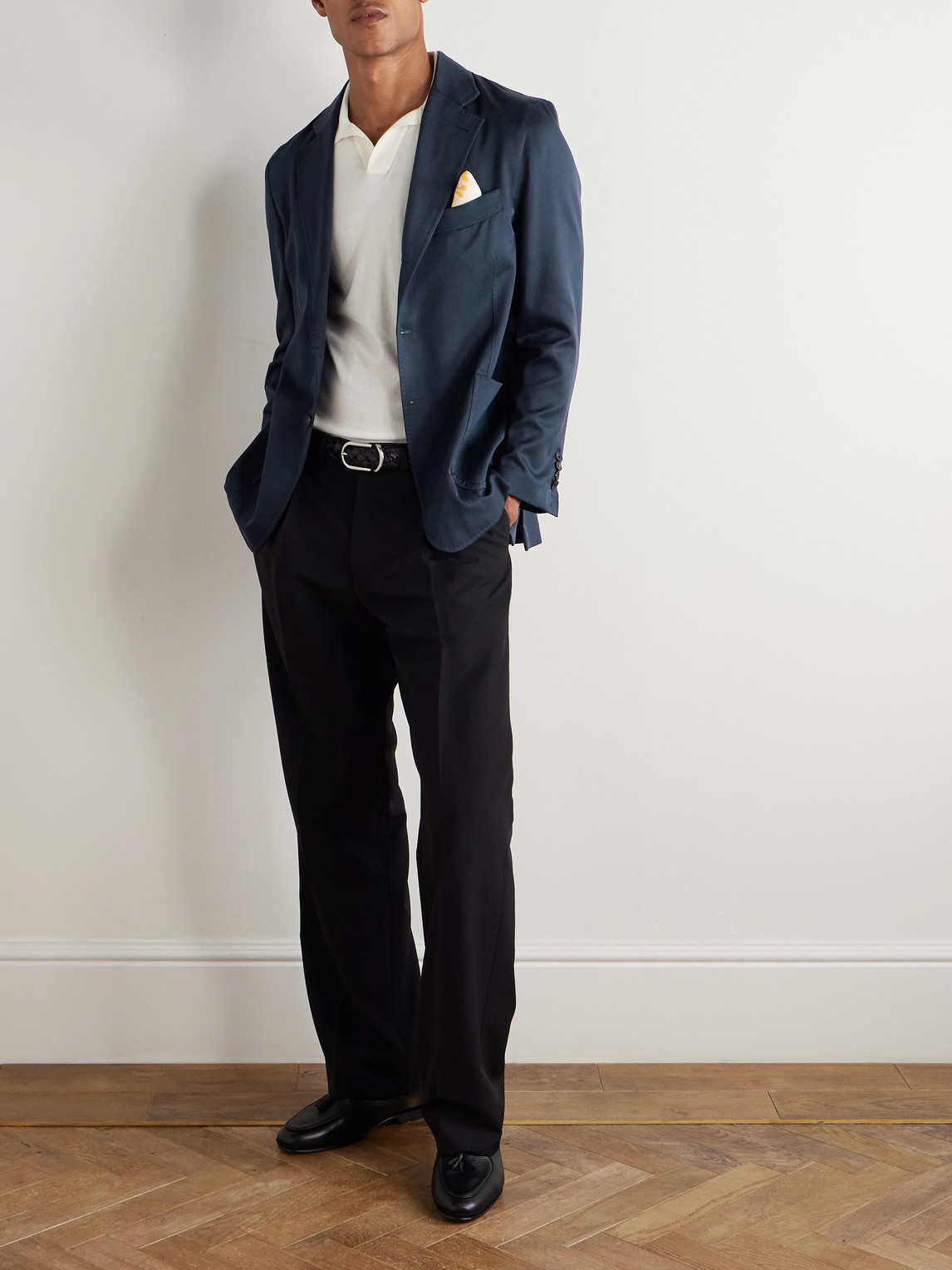 Rubinacci Silk-twill Blazer In Blue