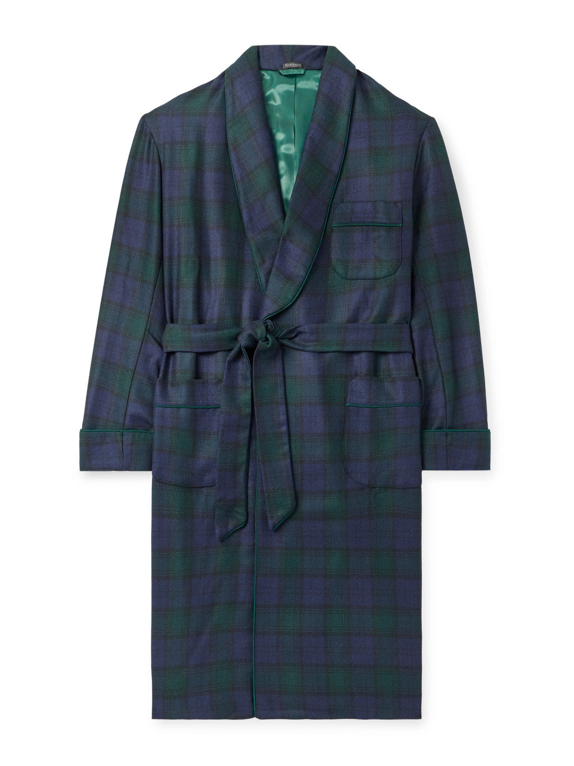 Rubinacci Belted Striped Wool-twill Robe In Blue