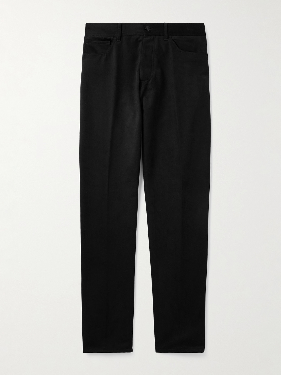 Rubinacci Straight-leg Cotton-moleskin Trousers In Black