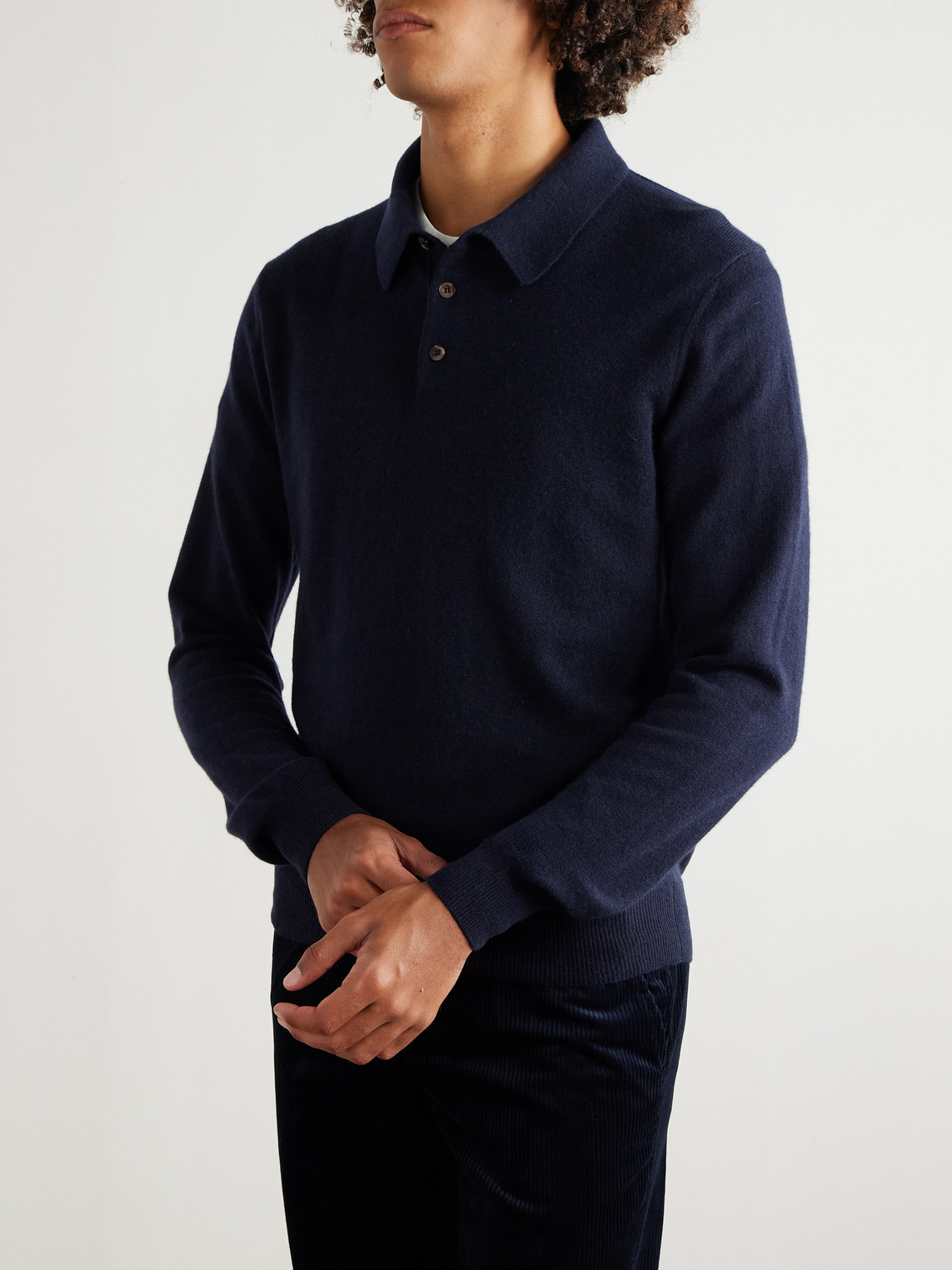  Rubinacci - Cashmere Polo Shirt - Men - Blue - It 46 