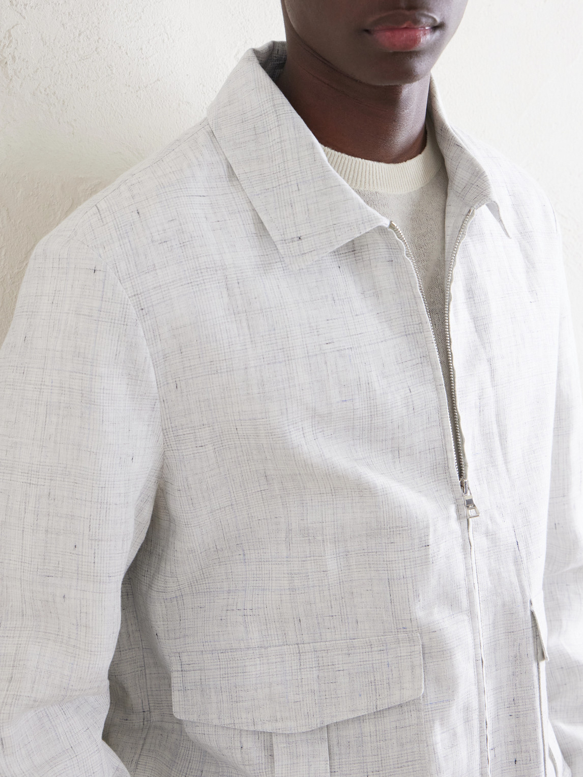 Mr P. - Checked Linen Blouson Jacket