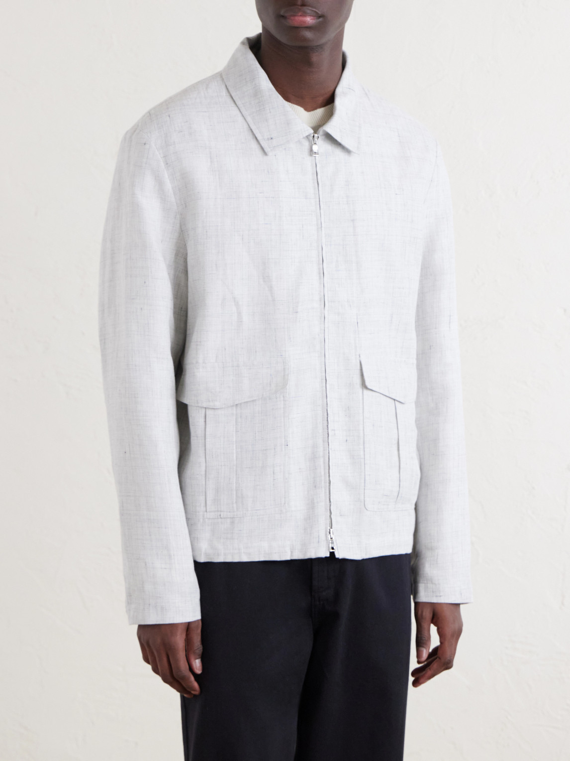  Mr P. - Checked Linen Blouson Jacket - Men - White - Xs 
