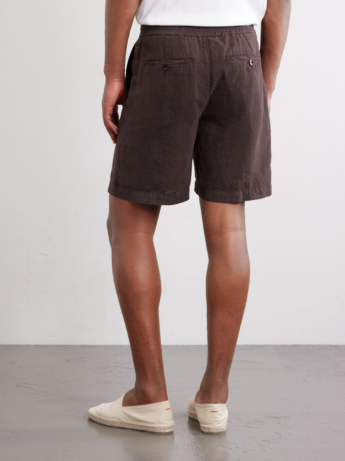  Mr P. - Straight-leg Linen Shorts - Men - Brown - 28 