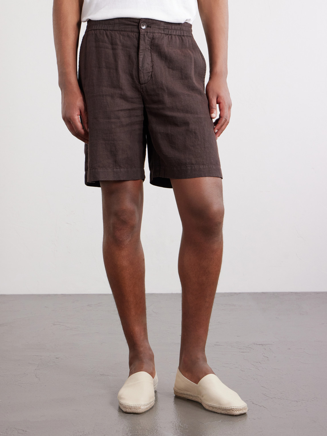  Mr P. - Straight-leg Linen Shorts - Men - Brown - 28 