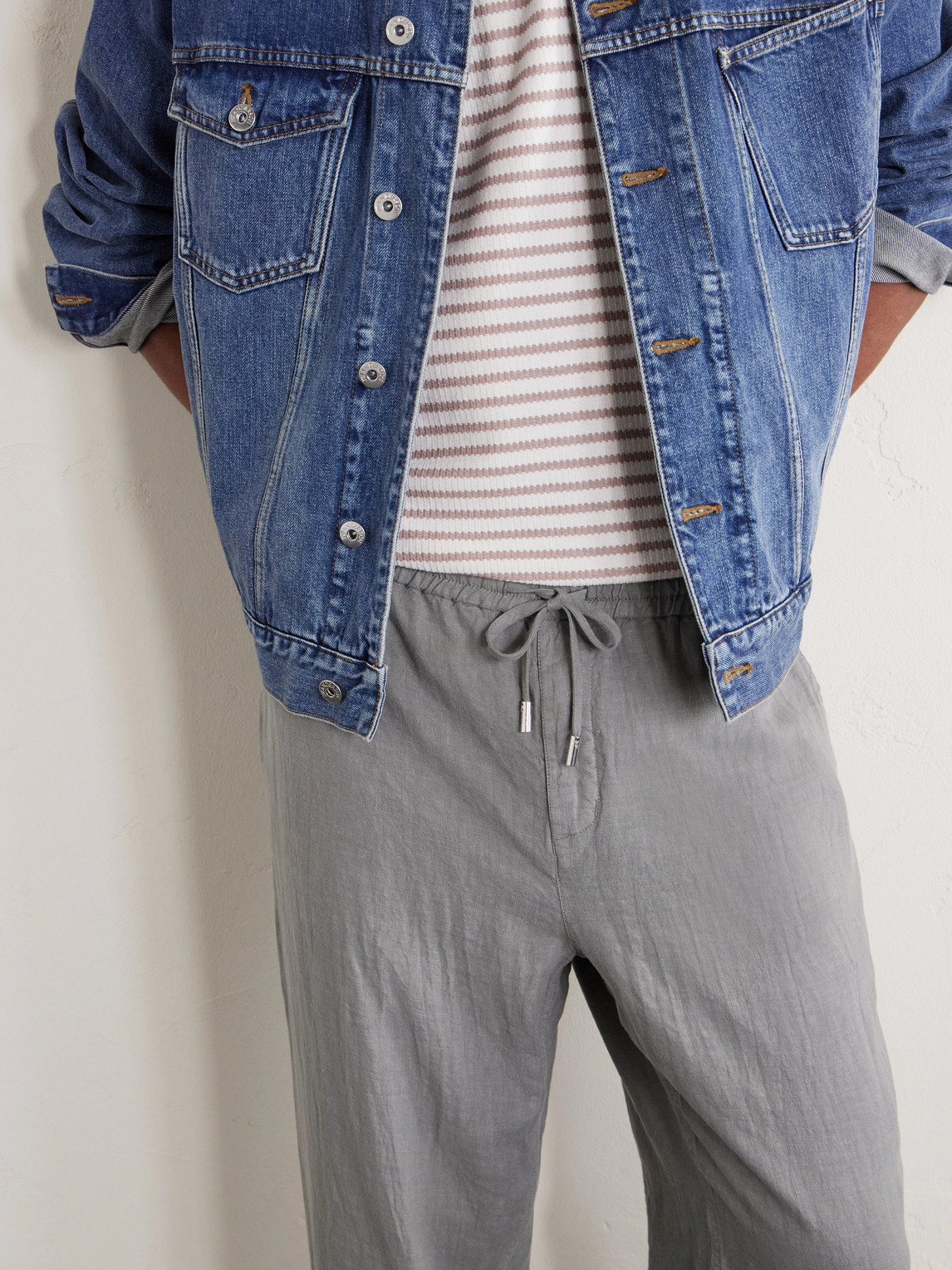 Mr P. - Edward Straight-Leg Garment-Dyed Linen Drawstring Trousers