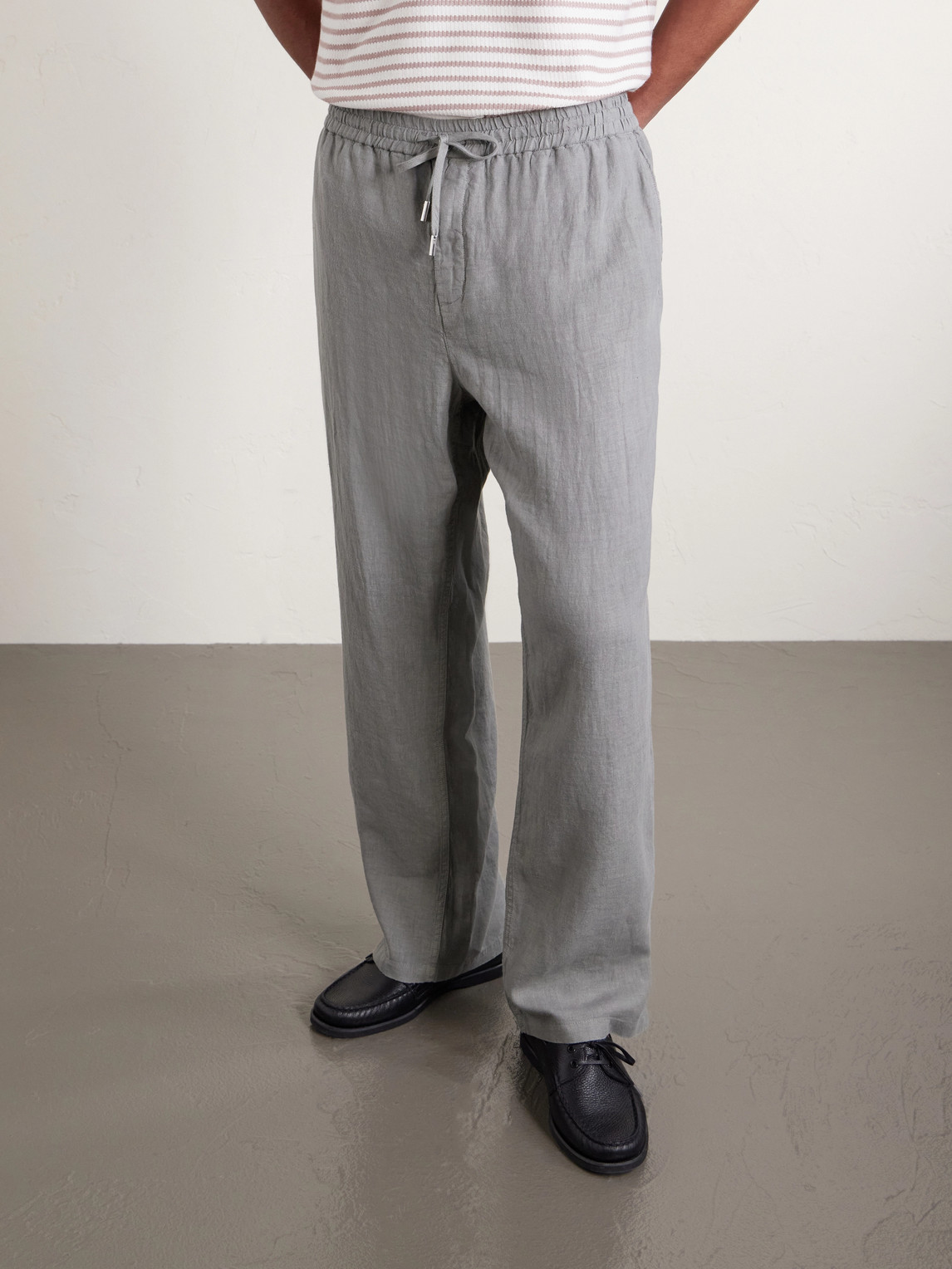 Mr P. - Edward Straight-Leg Garment-Dyed Linen Drawstring Trousers