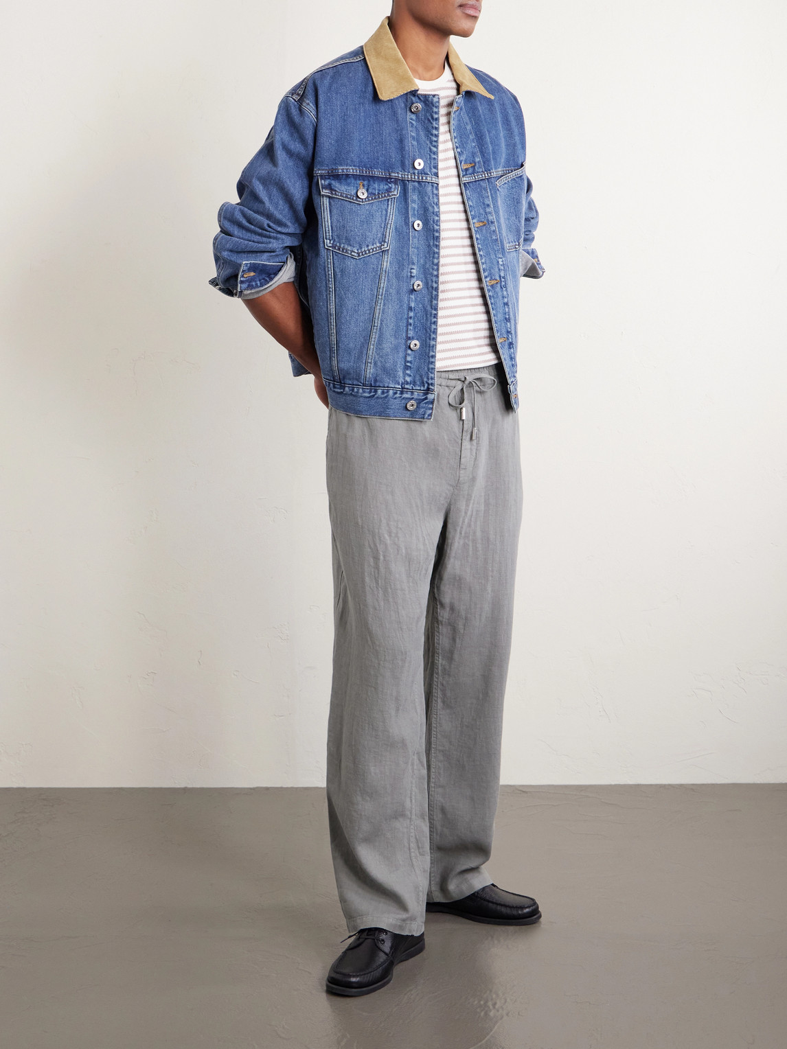 Mr P. - Edward Straight-Leg Garment-Dyed Linen Drawstring Trousers