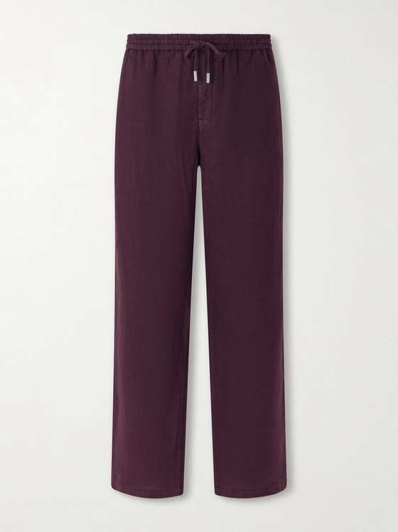 MRP Edward Straight-Leg Garment-Dyed Linen Drawstring Trousers