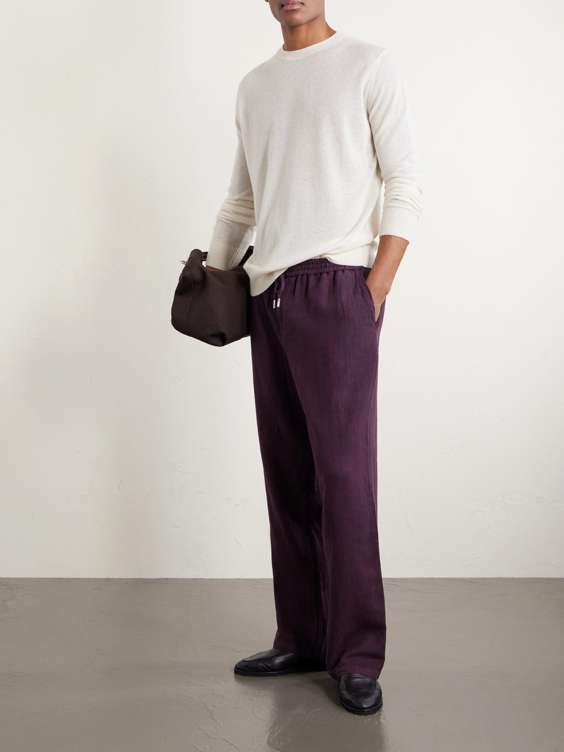 Mr P. - Edward Straight-Leg Garment-Dyed Linen Drawstring Trousers