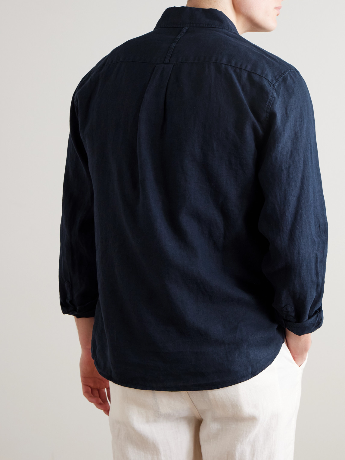  Mr P. - Garment-dyed Linen Shirt - Men - Blue - Xs 