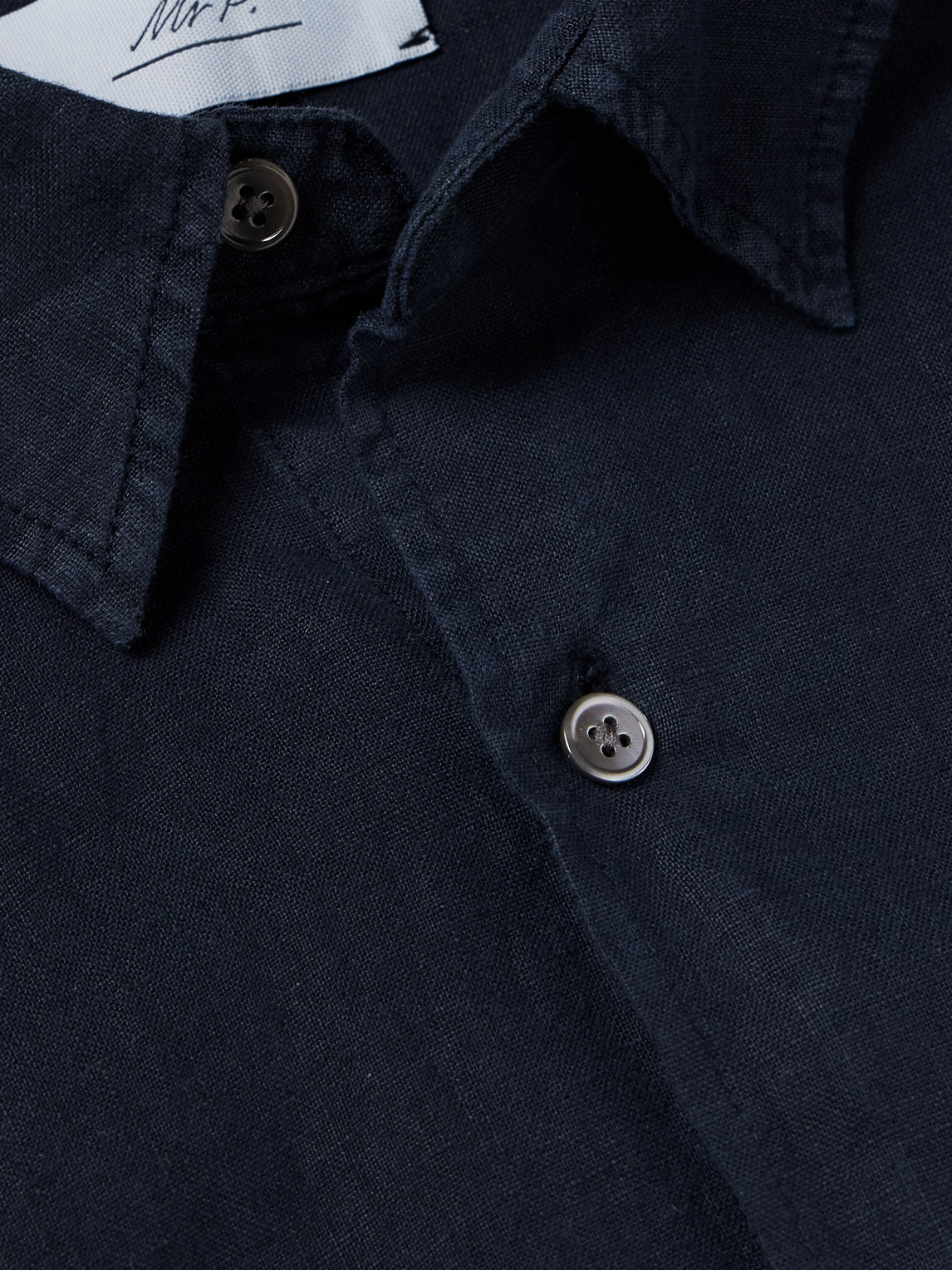  Mr P. - Garment-dyed Linen Shirt - Men - Blue - Xs 