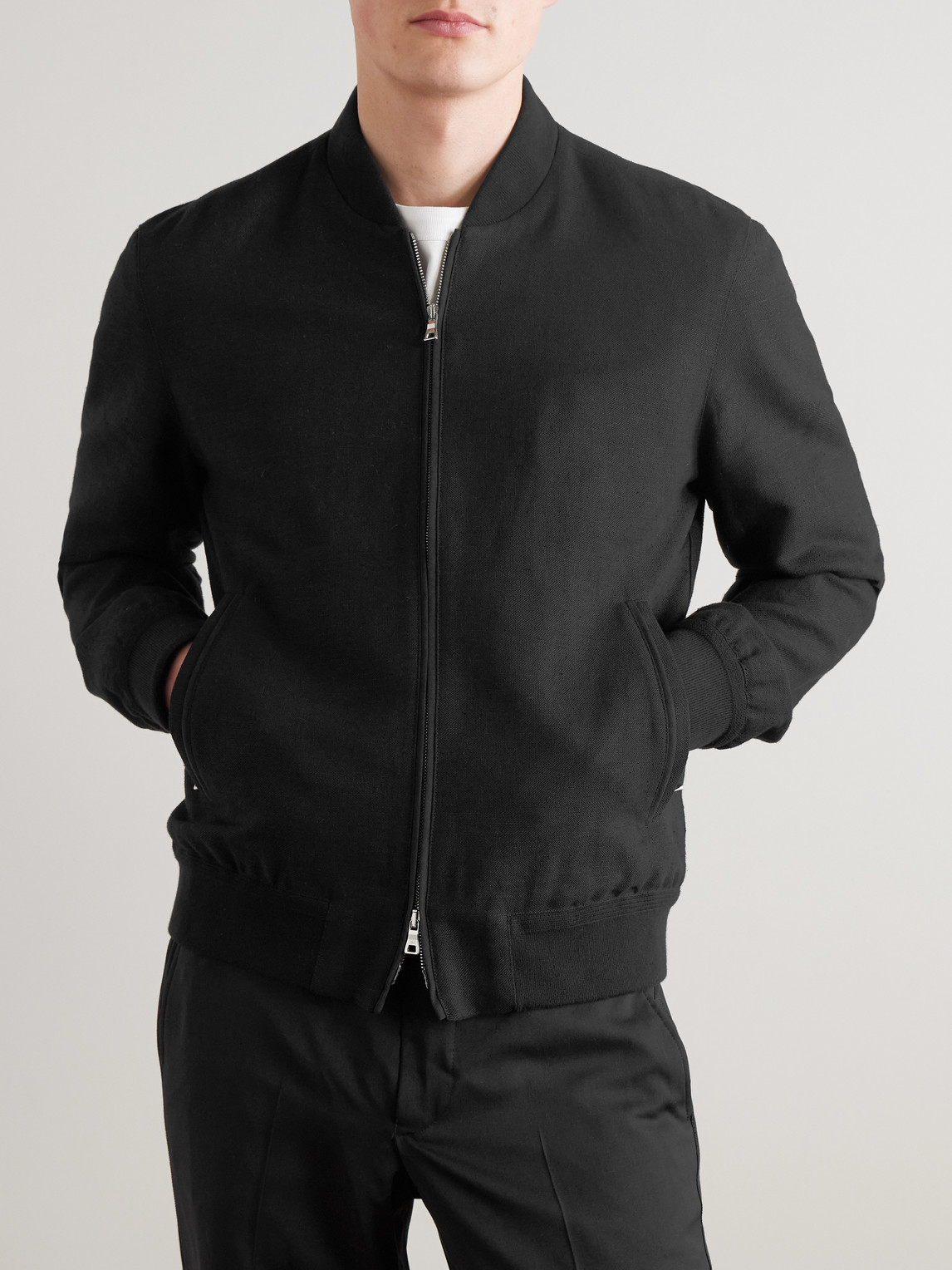  Mr P. - Linen And Cotton-blend Bomber Jacket - Men - Black - Xs 