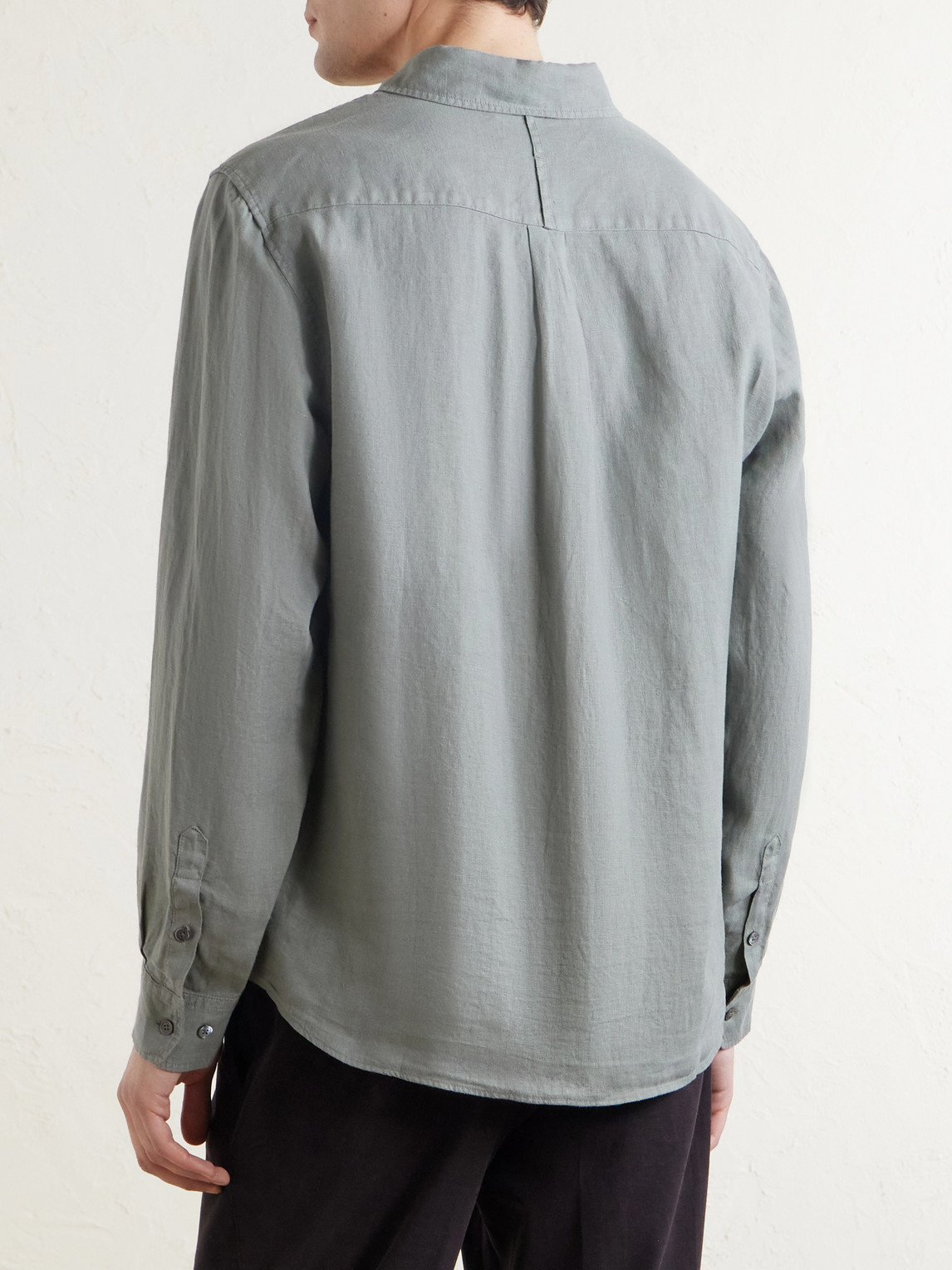  Mr P. - Garment-dyed Linen Shirt - Men - Green - Xs 