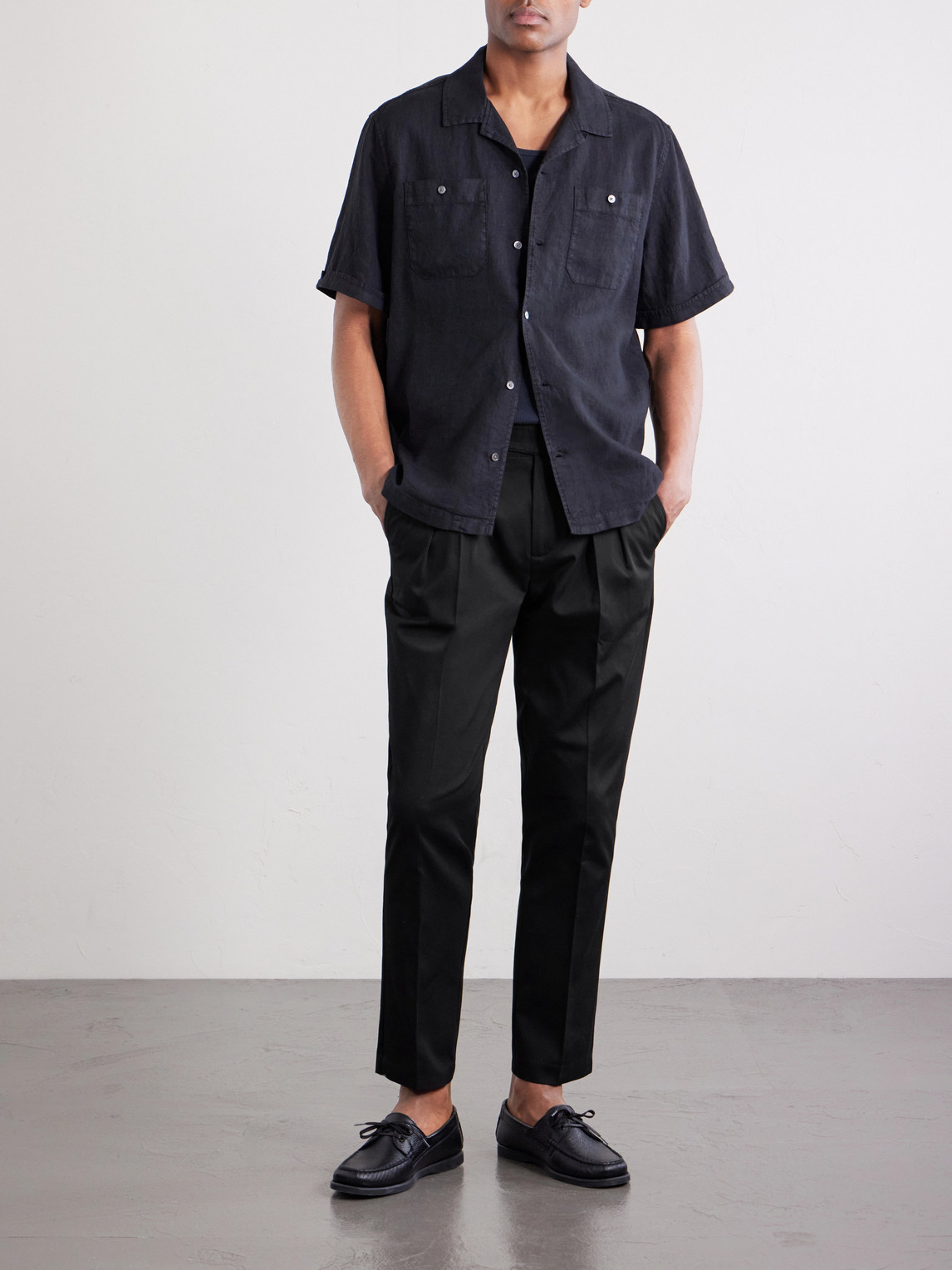 Mr P. - Steve Tapered Pleated Cotton Trousers