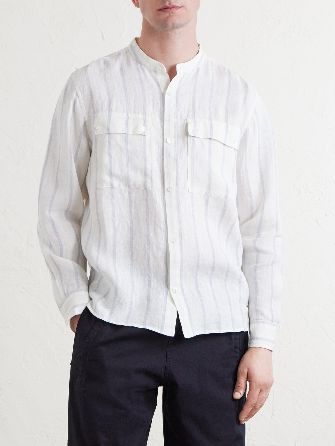  Mr P. - Striped Linen Shirt - Men - White - Xs 