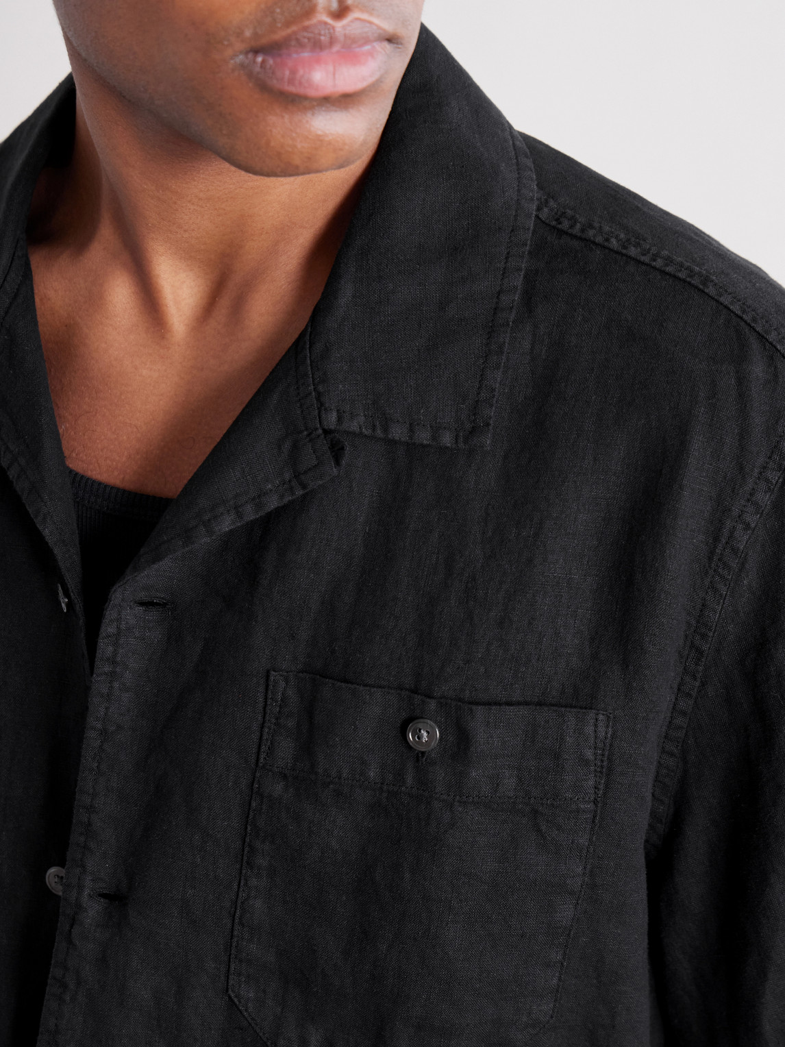 Mr P. - Convertible-Collar Garment-Dyed Linen Shirt