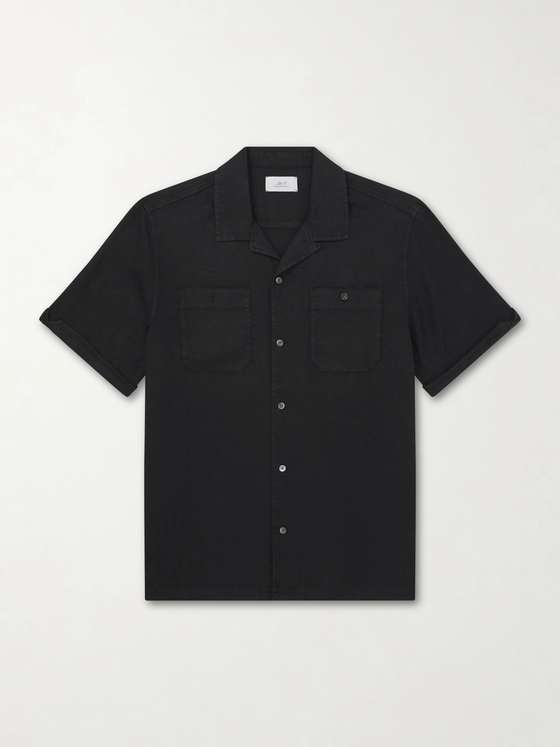 MRP Convertible-Collar Garment-Dyed Linen Shirt