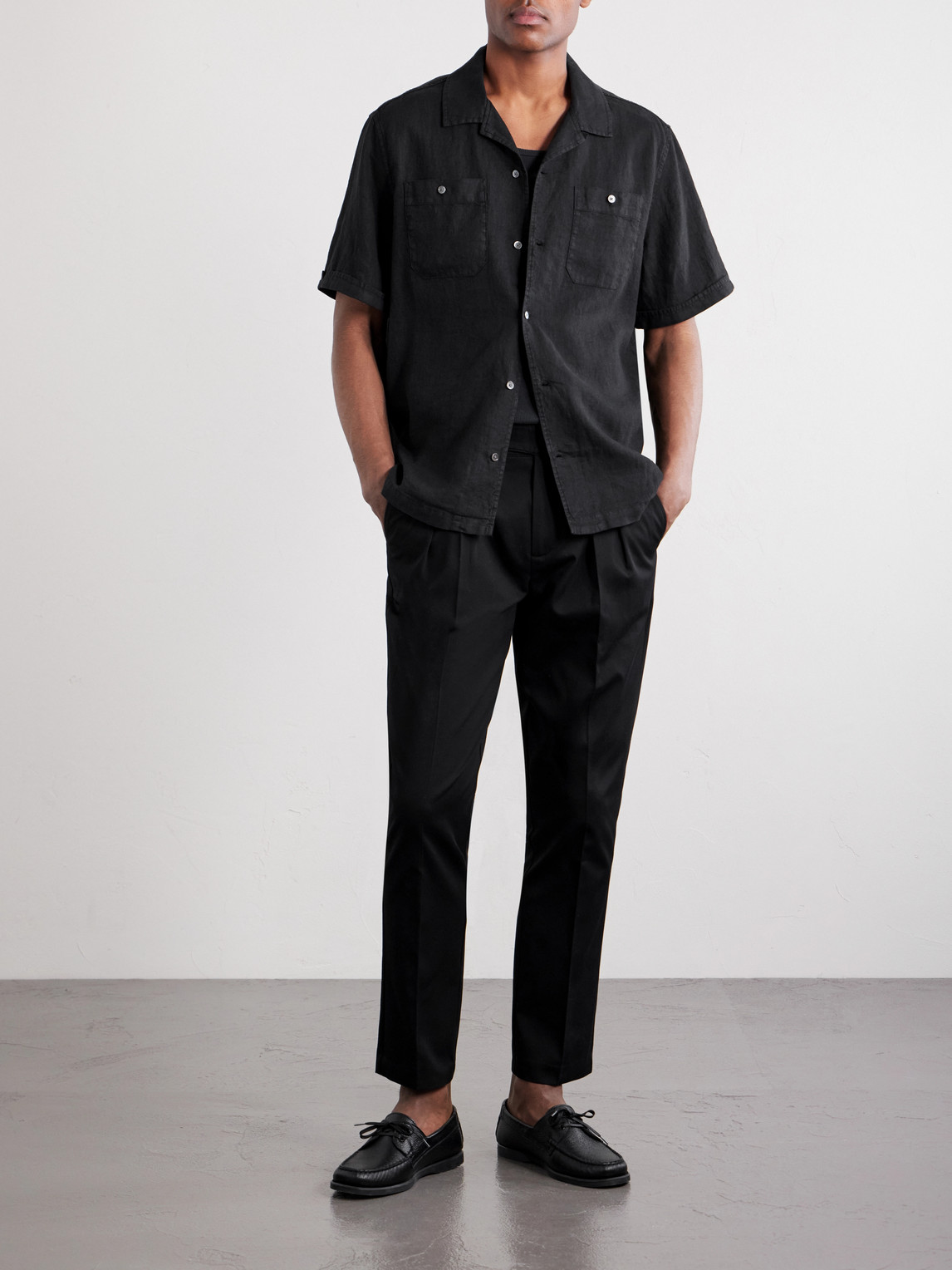 Mr P. - Convertible-Collar Garment-Dyed Linen Shirt