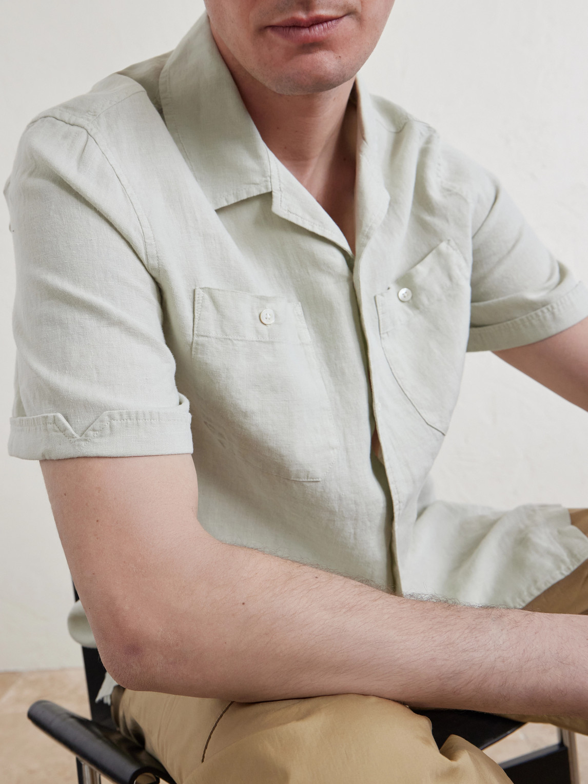Mr P. - Convertible-Collar Garment-Dyed Linen Shirt