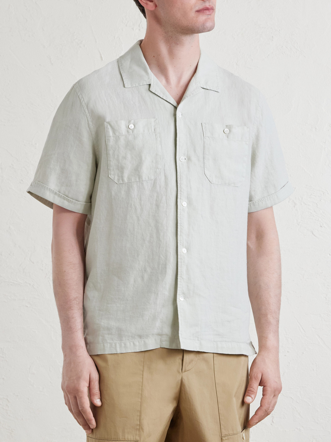 Mr P. - Convertible-Collar Garment-Dyed Linen Shirt