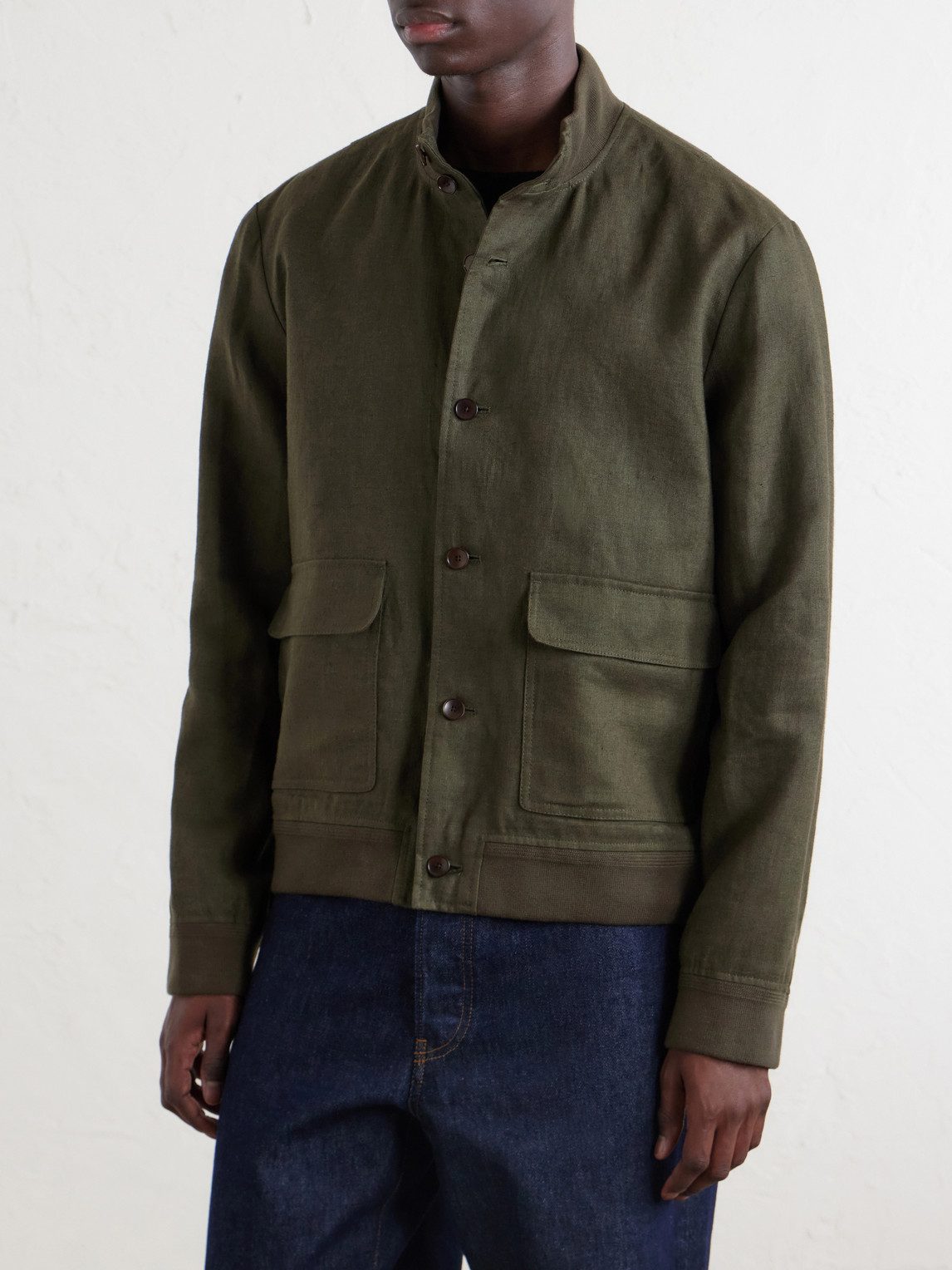  Mr P. - Linen-twill Harrington Jacket - Men - Green - Xs 