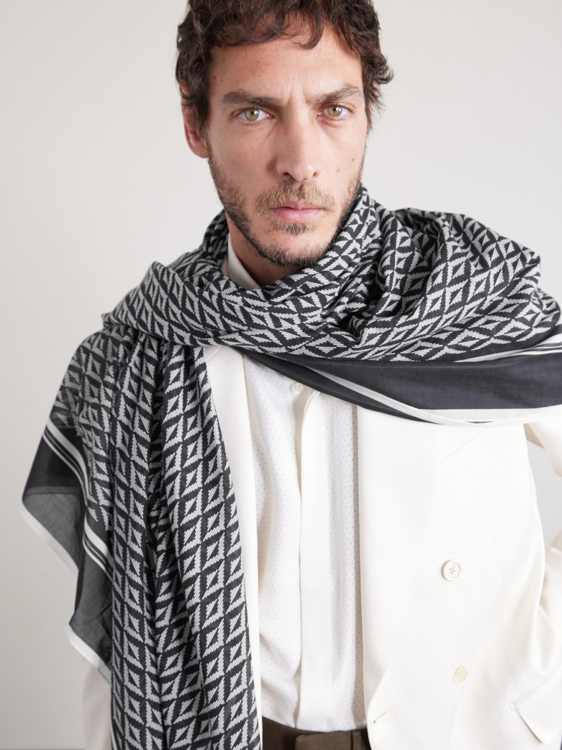  Tom Ford - Printed Cotton Scarf - Men - Black 