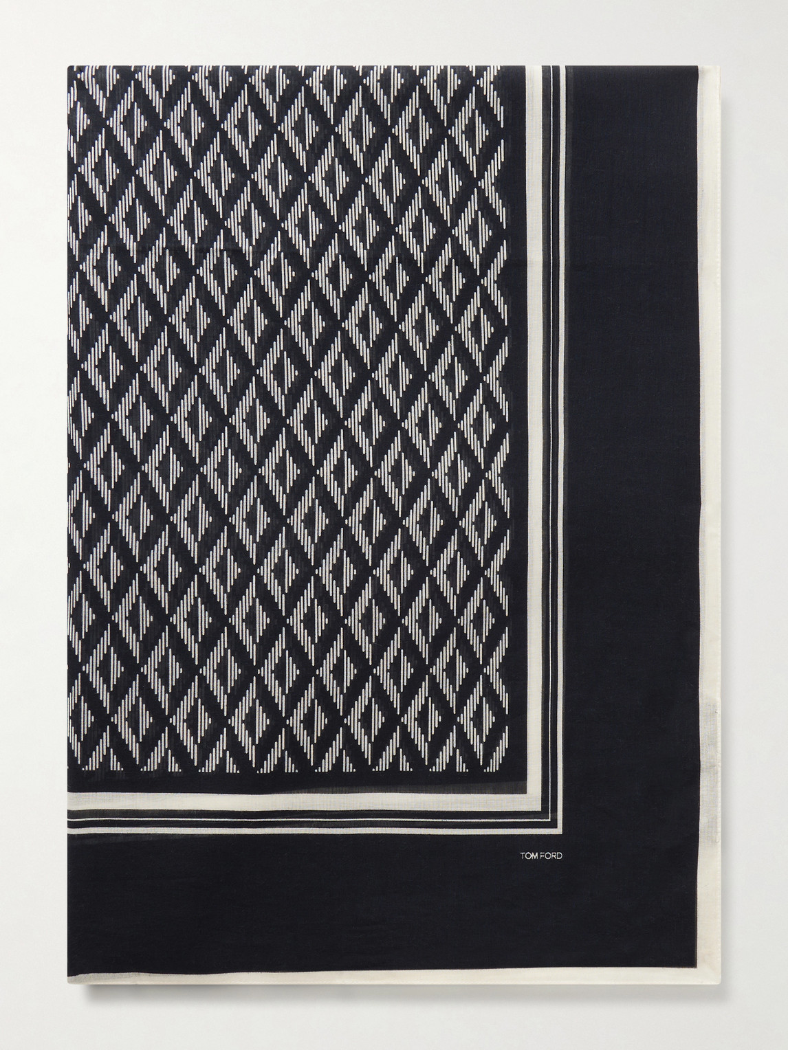 Tom Ford Printed Cotton Scarf In Black