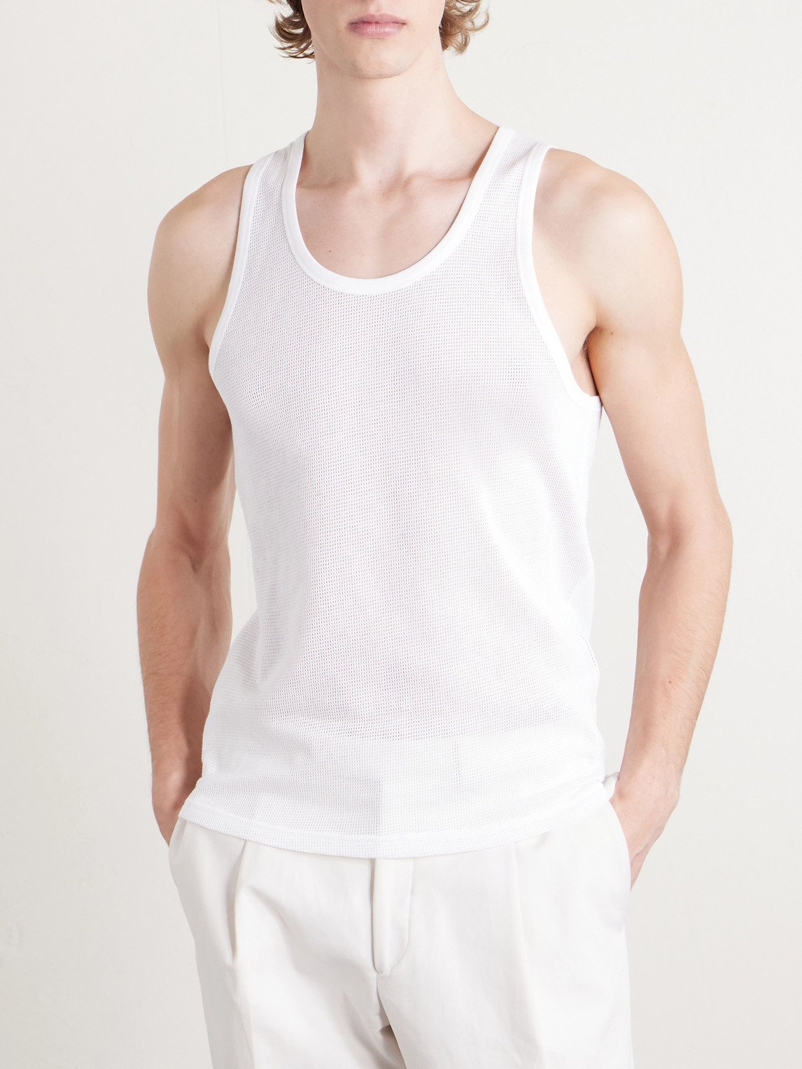 Open-Knit Cotton Tank Top