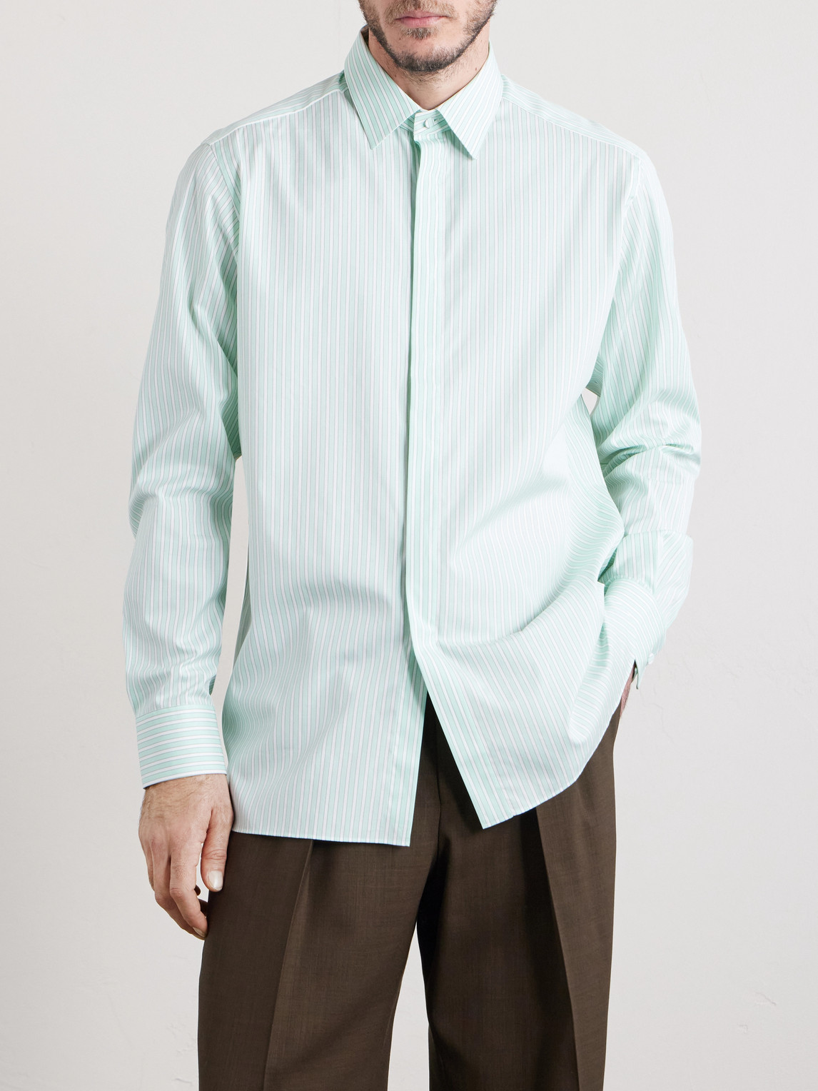 Cotton-Poplin Shirt Striped