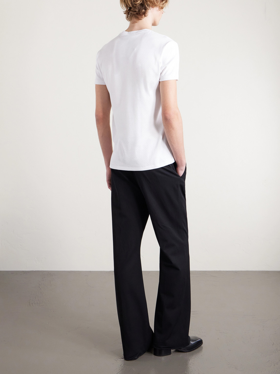 Pointelle-Knit Cotton T-Shirt