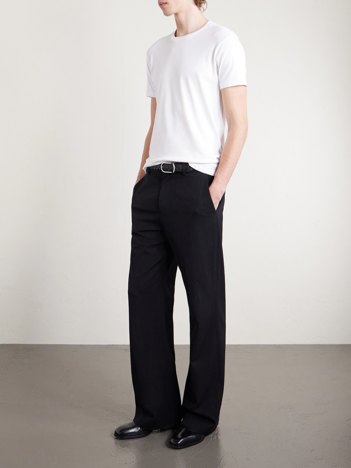 Pointelle-Knit Cotton T-Shirt