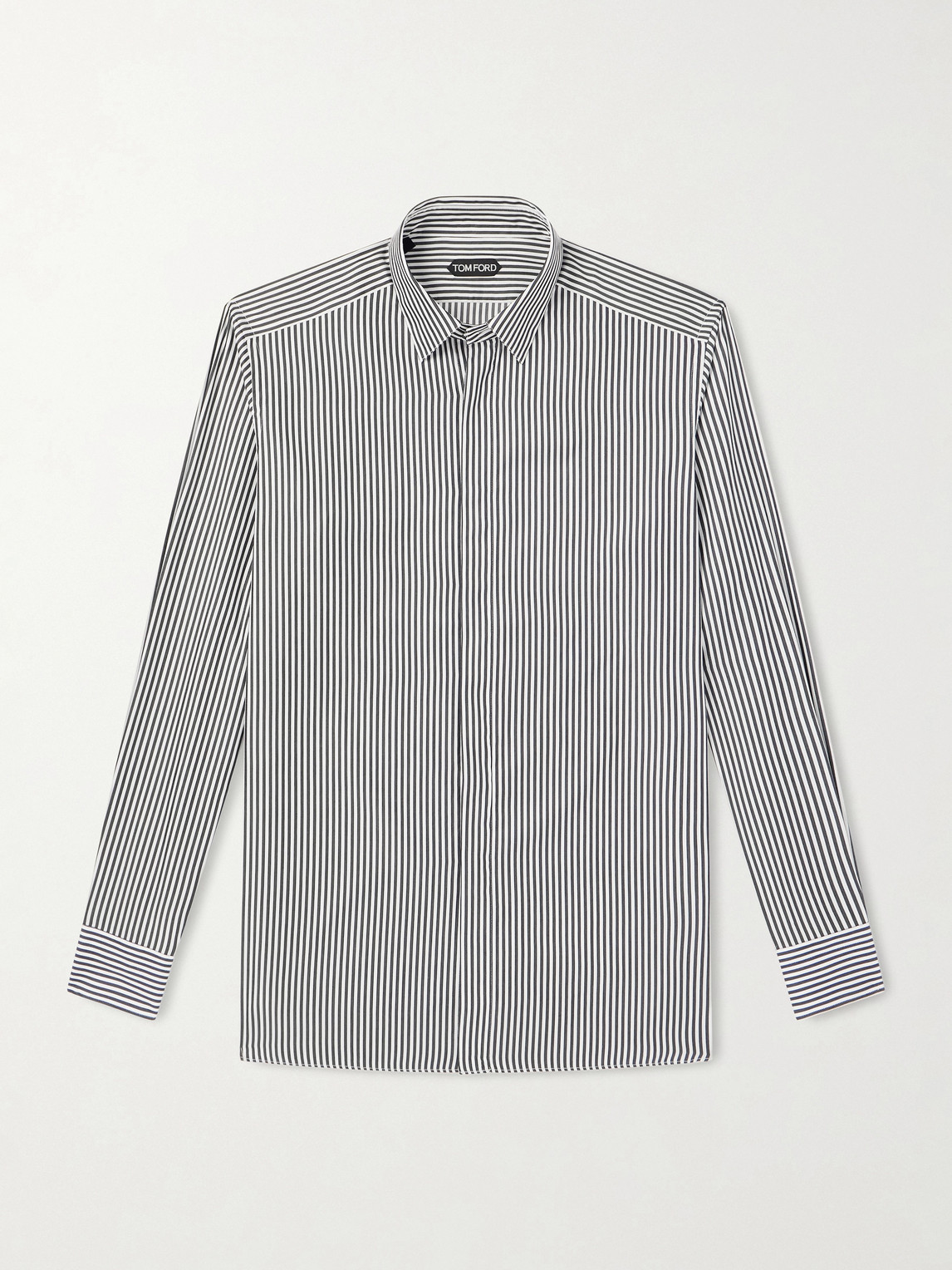 Tom Ford Striped Cotton and Silk-Blend Poplin Shirt EU 41