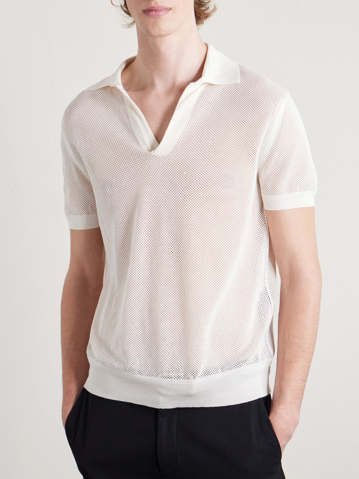Open-Knit Sea Island Cotton And Silk-Blend Polo Shirt