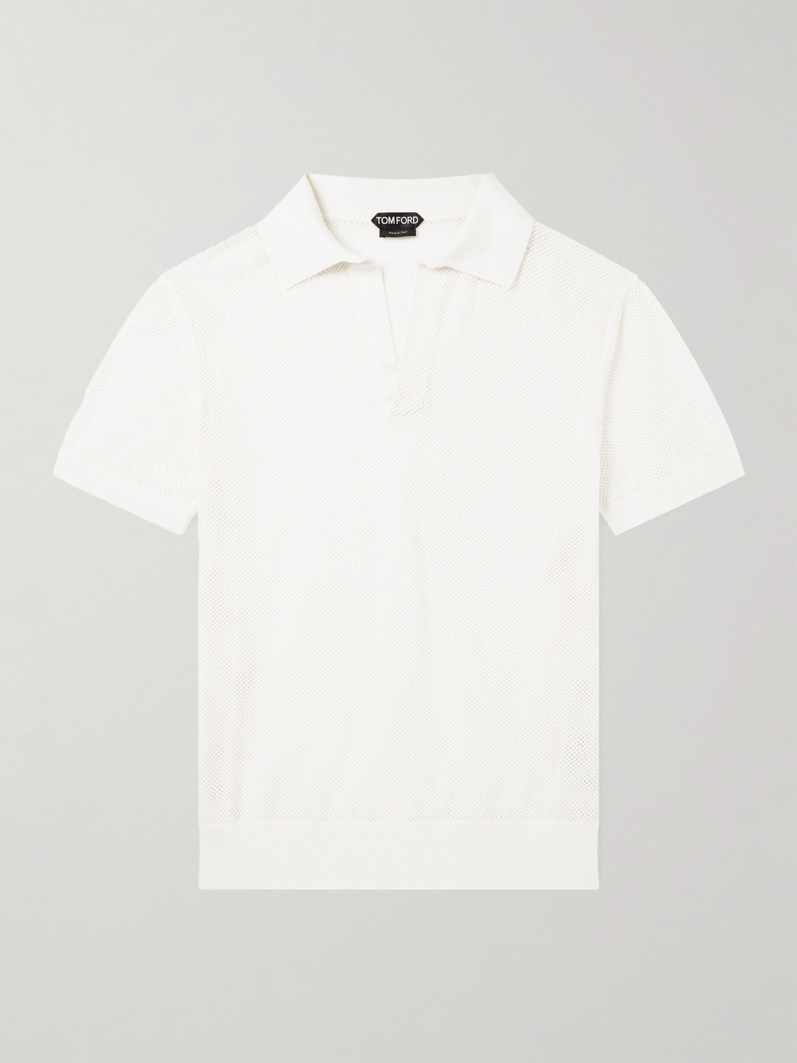 Tom Ford Open-Knit Sea Island Cotton and Silk-Blend Polo Shirt IT 46