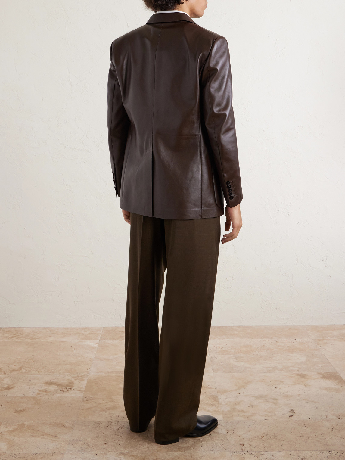 Pleated Wool Wide-Leg Trousers