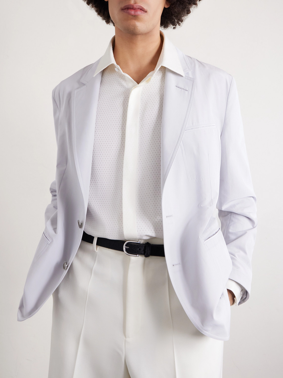 Perforated Silk-Twill Shirt