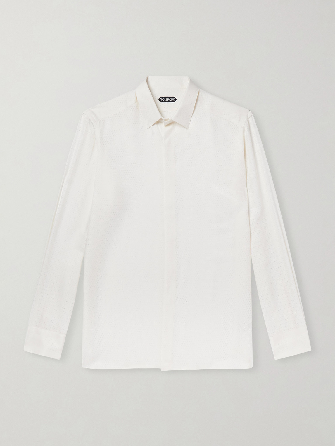 Tom Ford Perforated Silk-Twill Shirt EU 45