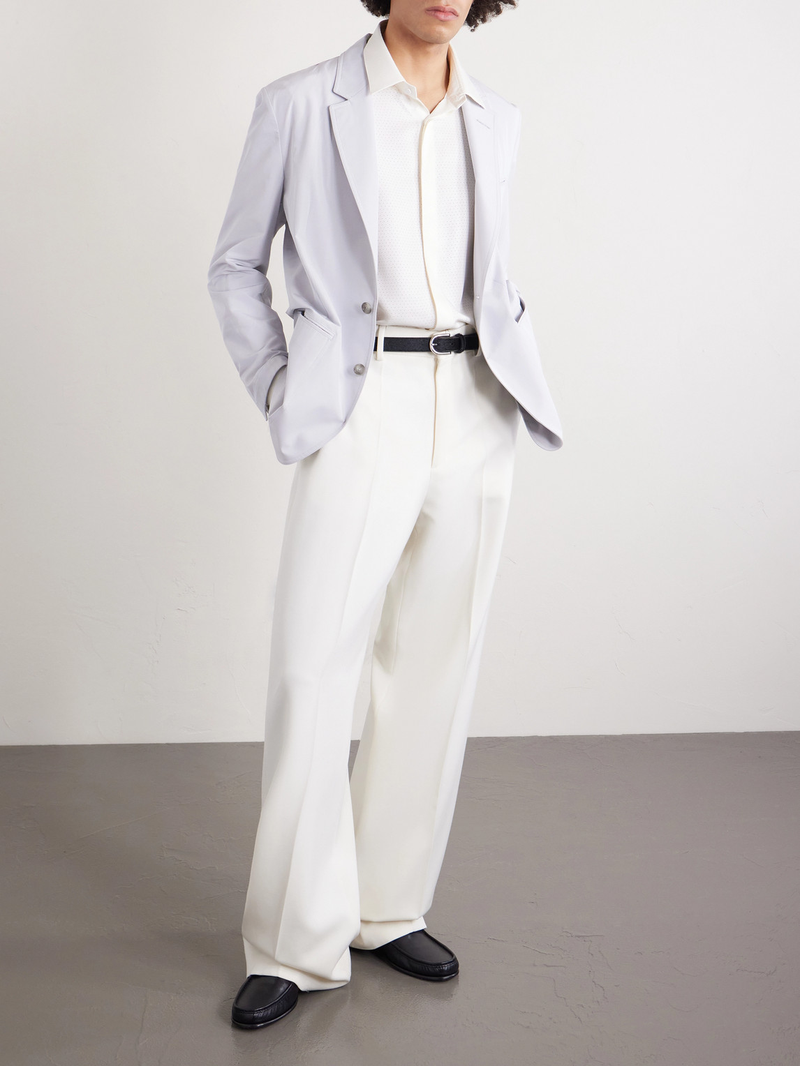 Perforated Silk-Twill Shirt