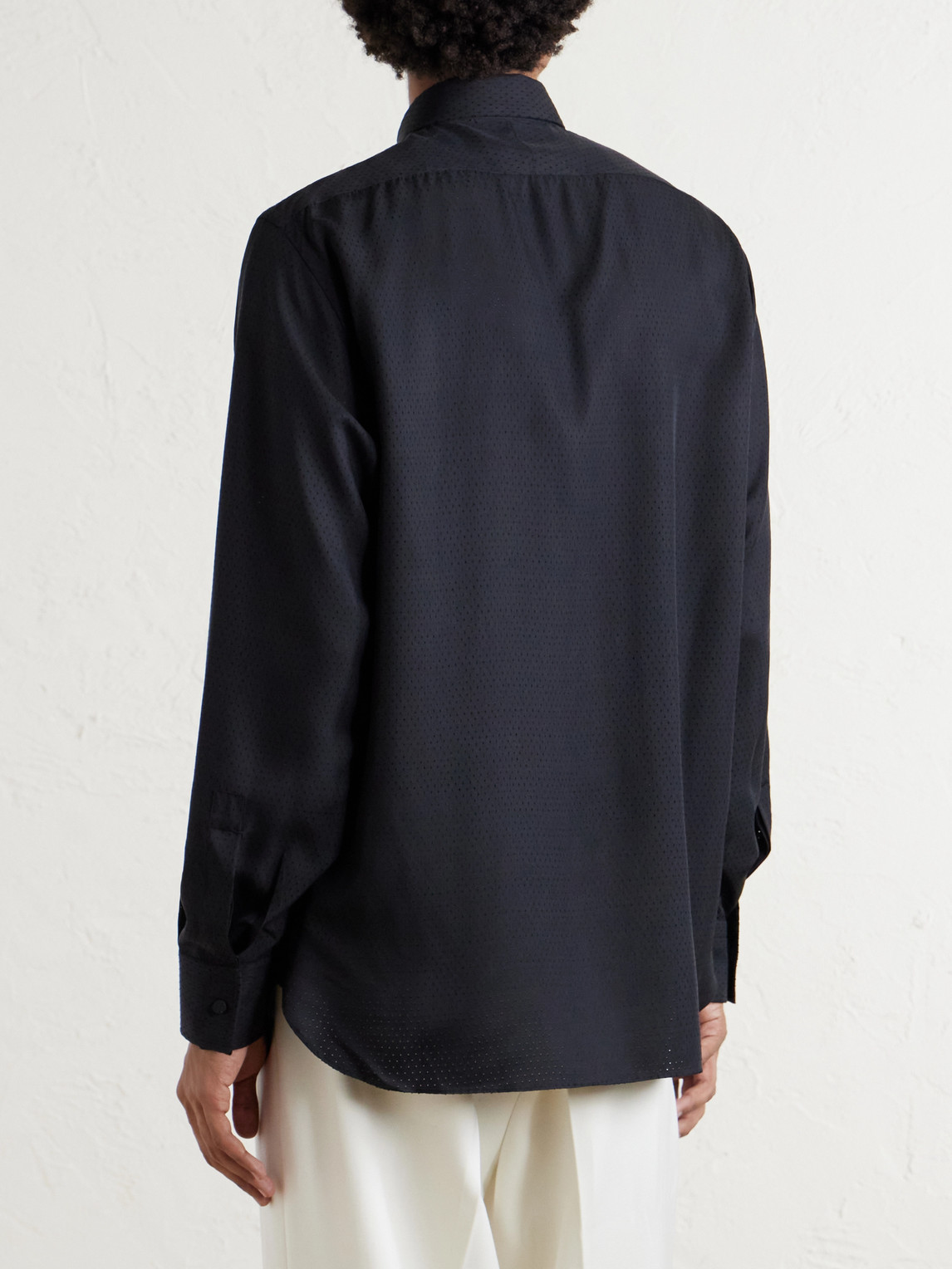 Perforated Silk-Twill Shirt