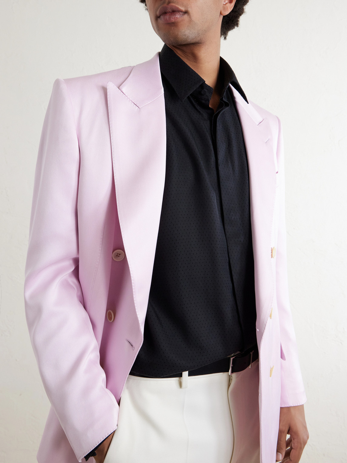 Perforated Silk-Twill Shirt