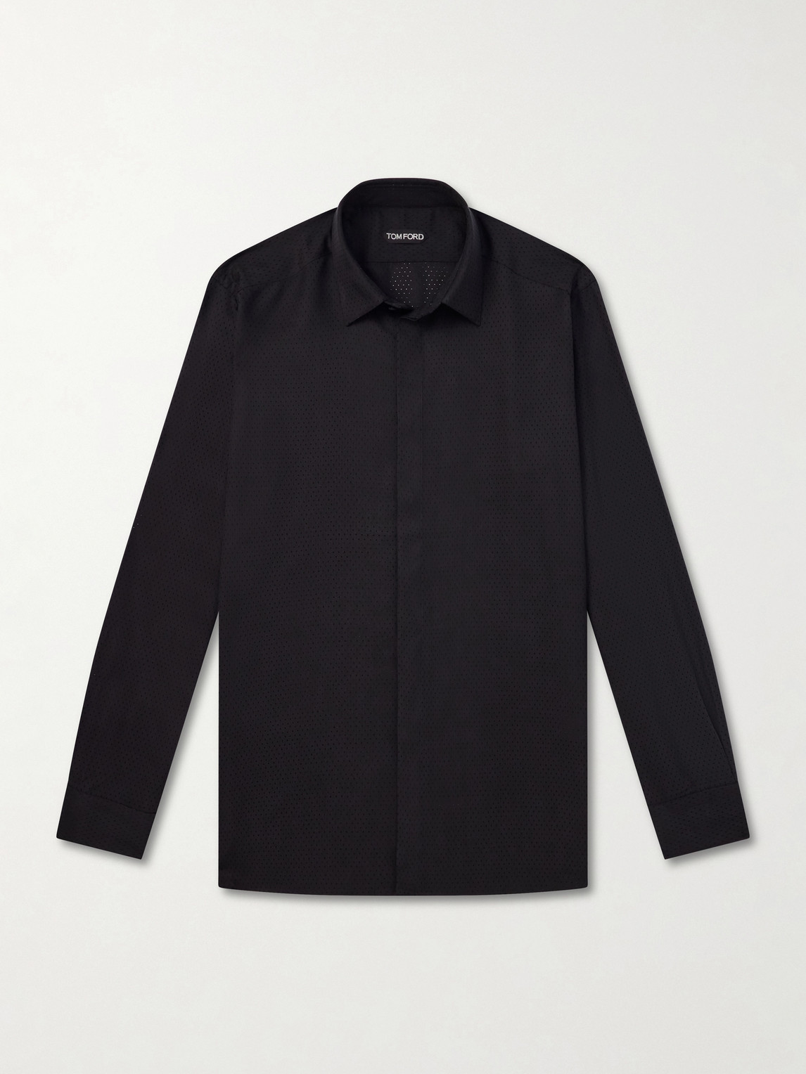Tom Ford Perforated Silk-Twill Shirt EU 45