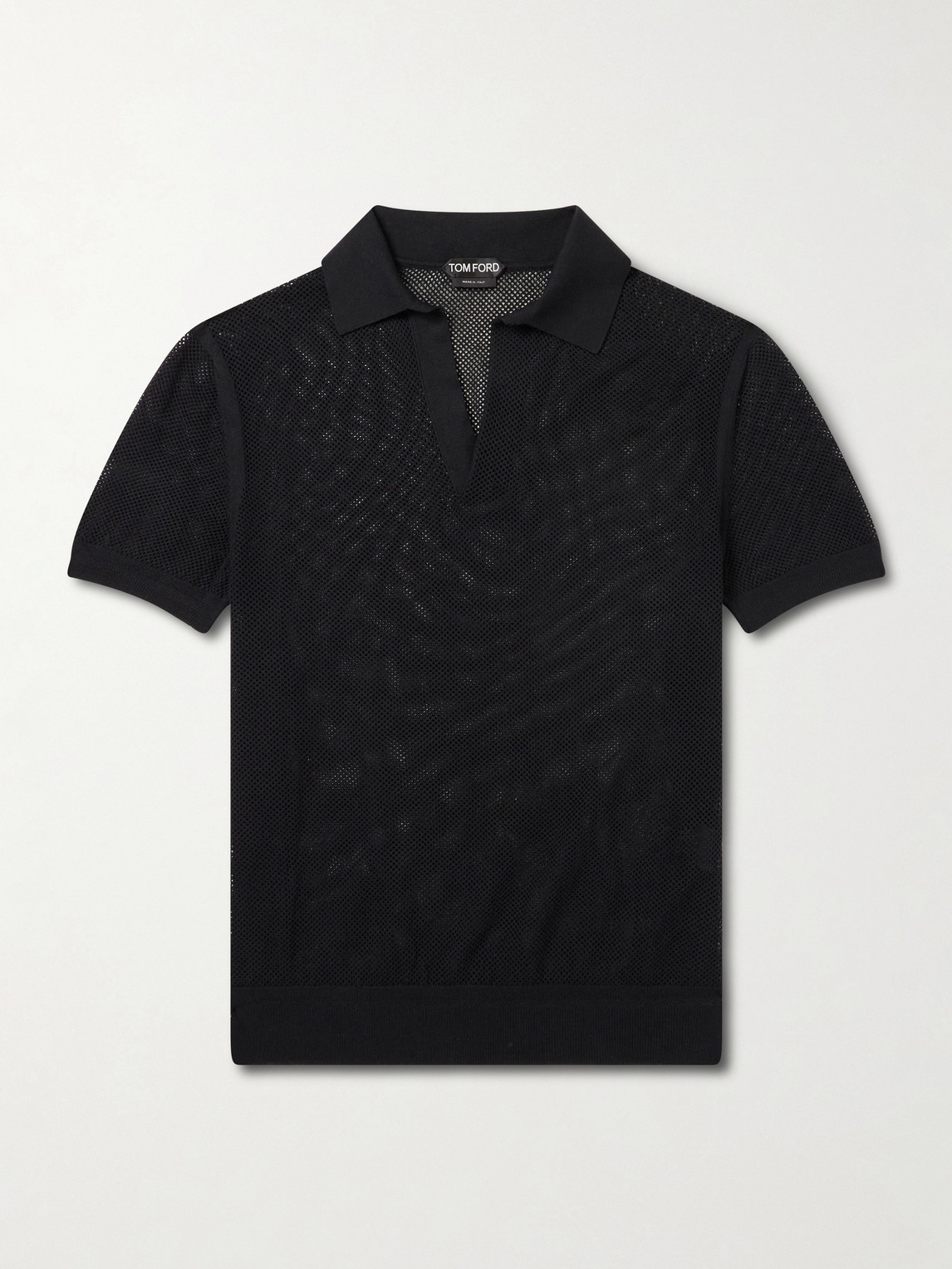 Tom Ford Open-Knit Sea Island Cotton and Silk-Blend Polo Shirt IT 50