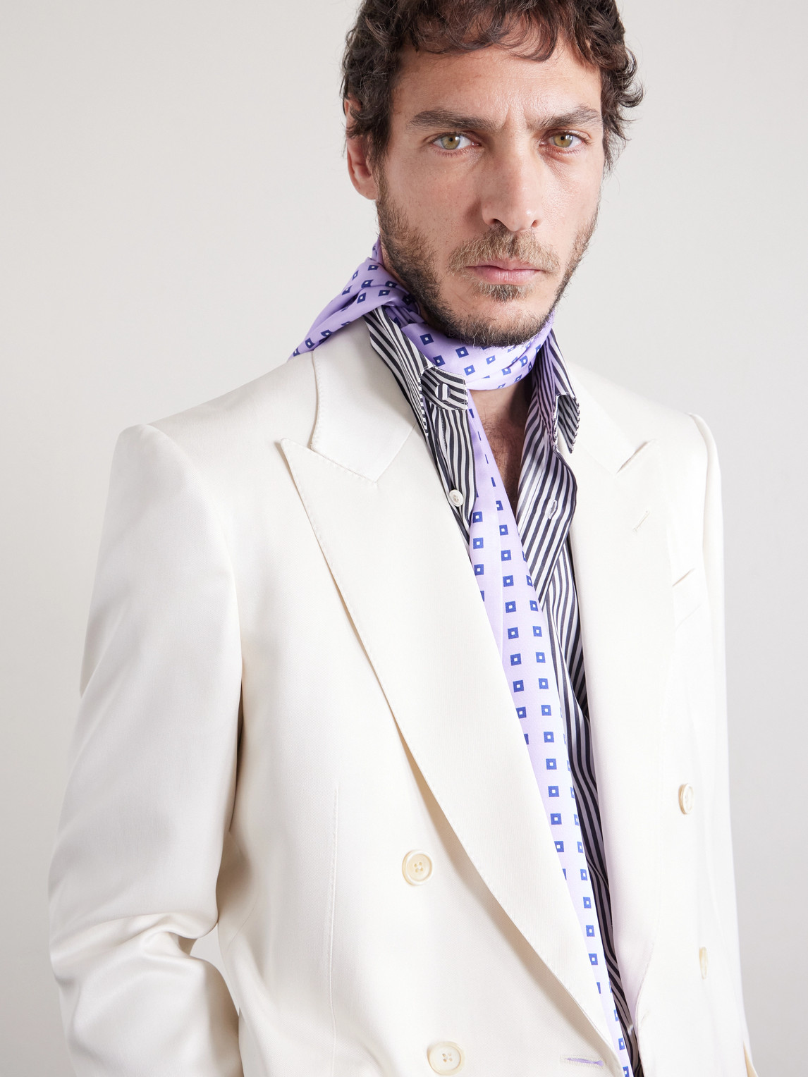  Tom Ford - Silk-jacquard Scarf - Men - Purple 