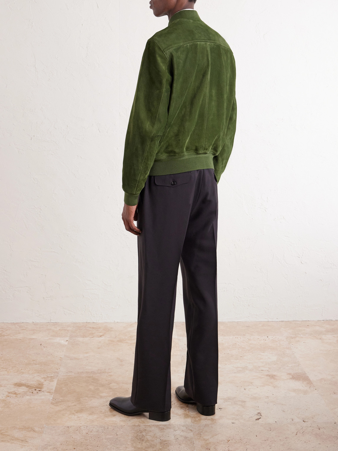  Tom Ford - Perforated Suede Bomber Jacket - Men - Green - It 46 